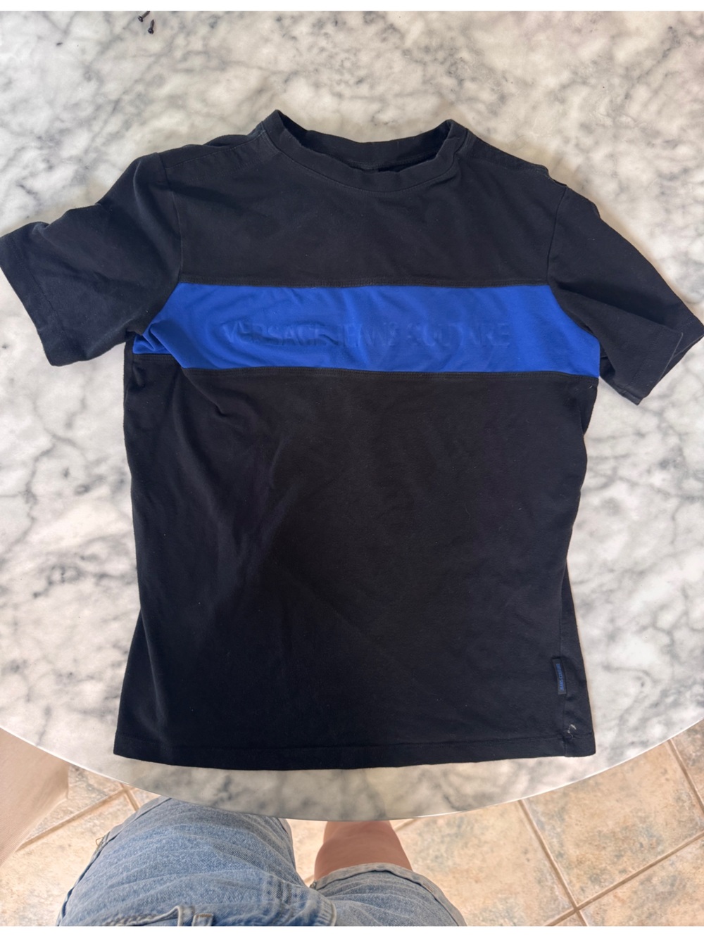 Versace Black and Blue Short Sleeve T-shirt